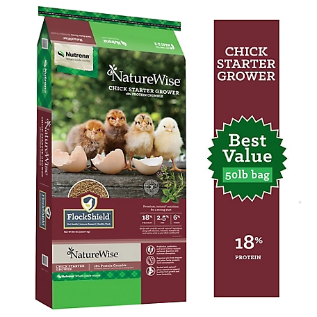 Nutrena NatureWise 18% Protein Starter Grower Crumbles Chick Feed, 50 lb.