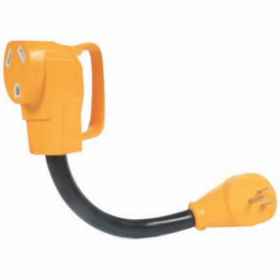 Camco 15M/30F Amp 12 in. PowerGrip Dogbone Adapter with Handles