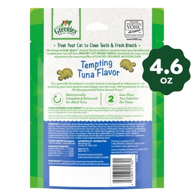 Image showing  FELINE GREENIES Adult Dental Cat Treats, Tempting Tuna Flavor, 4.6 oz. Pouch