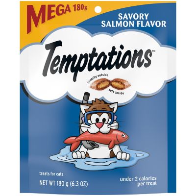 Temptations Classic Crunchy and Soft Savory Salmon Flavor Cat Treats, 6.3 oz. Pouch