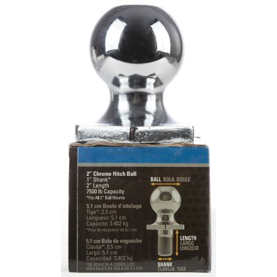 Image showing  2 in. Receiver 7,500 lb. Capacity Receiver Interlock Carbon Forged Trailer Hitch Ball, 2 in. Diameter, Chrome