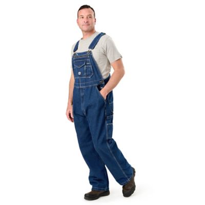 Berne Men's Stone Wash Dark Denim Unlined Bib Overalls, 48x30