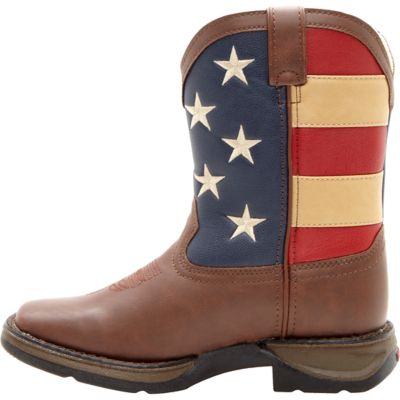 Image showing  Unisex Kids' Lil' Durango Pull-On Flag Boots, 8 in., Brown/Union Flag
