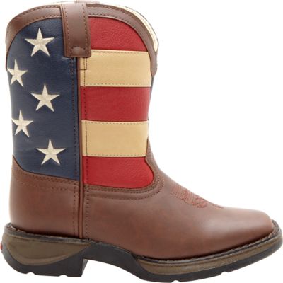 Image showing 6 th Durango Unisex Kids' Lil' Durango Pull-On Flag Boots, 8 in., Brown/Union Flag