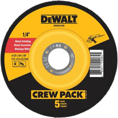 DeWALT 4-1/2 in. x 1/4 in. x 7/8 in. A24N Grit Metal & Stainless Fast Grinding Wheel, 5-Pack