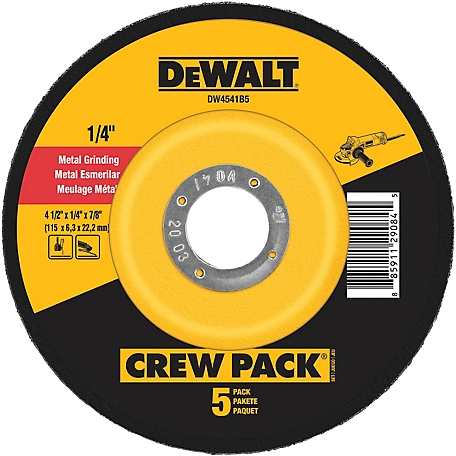 DeWALT 4-1/2 in. x 1/4 in. x 7/8 in. Metal & Stainless Fast Grinding Wheel, 5-Pack