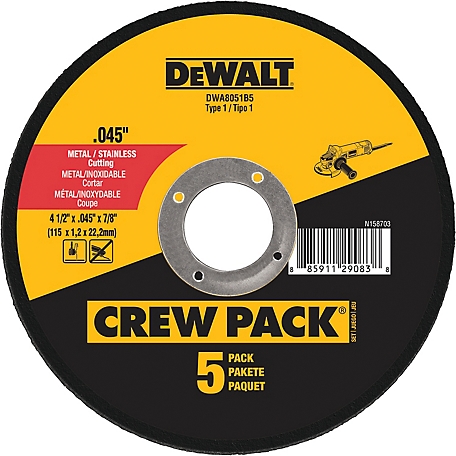 DeWALT 4-1/2 in. x 0.045 in. x 7/8 in. Metal & Stainless Cutting Wheels, 5-Pack