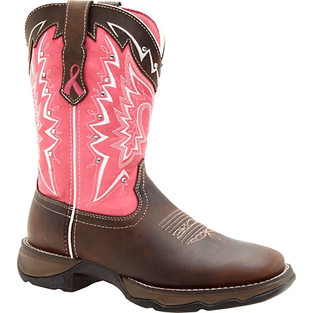 Durango Women's Lady Rebel Pink Ribbon Pull-On Boots, 10 in.