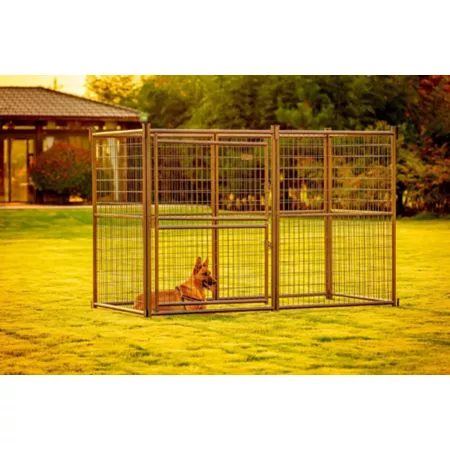 Pet Gazebo Complete Modular Welded Wire Dog House 4' x 8' Aztec Gold Dog Kennels