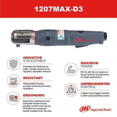 Image showing 5 th Ingersoll Rand 3/8 in. Drive Max Series Air Ratchet, Flathead