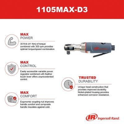 Image showing 5 th Ingersoll Rand 3/8 in. Drive Max Series Air Ratchet, Mini
