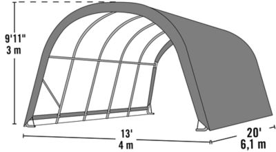 Image showing  13 x 20 x 10ft. Equine Run-In Shed, Round Style