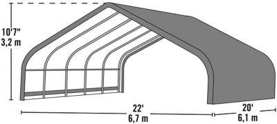 Image showing  22 x 24 x 13ft. Equine Run-In Shed, Peak Style