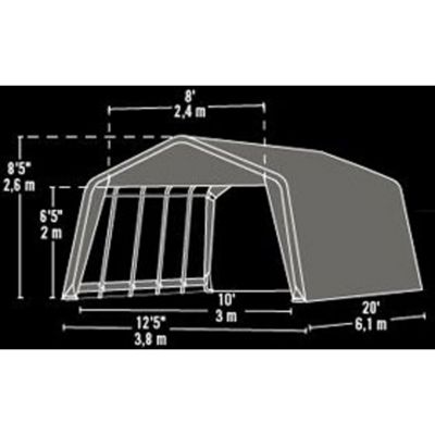 Image showing  12 x 20 x 8ft. Peak Style Shelter, Gray