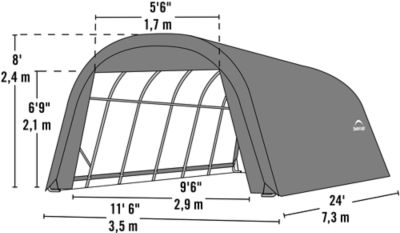 Image showing  12 x 24 x 8ft. Round Style Shelter, Green