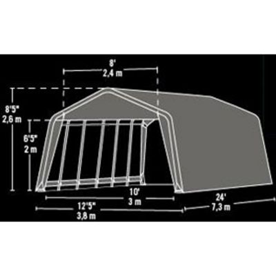 Image showing  12 x 24 x 8ft. Peak Style Shelter, Gray