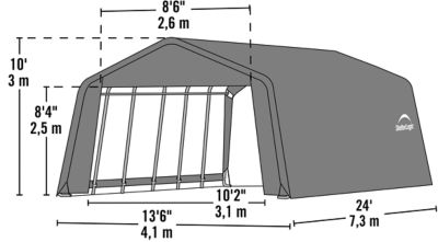 Image showing 8 th ShelterLogic 13 x 24 x 10ft. Peak Style Shelter, Gray