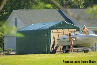 Image showing  13 x 24 x 10ft. Peak Style Shelter, Green