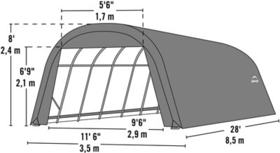 Image showing  12 ft. x 28 ft. x 8 ft. ShelterCoat Round Style Shelter, Gray