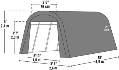 Image showing  8 ft. x 16 ft. x 8 ft. Round Style Shelter, Gray