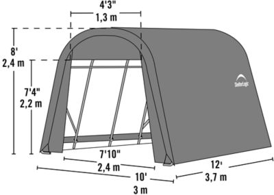 Image showing  10 ft. x 12 ft. x 8 ft. Round Style Shelter, Green