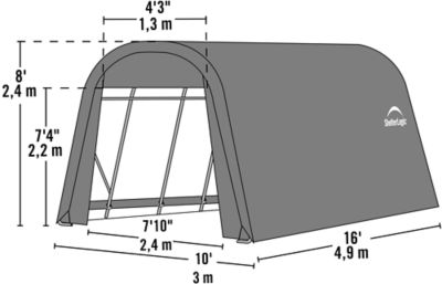 Image showing  10 ft. x 16 ft. x 8 ft. ShelterCoat Round Style Shelter, Gray