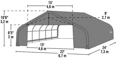 Image showing  Peak Style Shelter, Green, 22 ft. x 24 ft. x 10 ft.