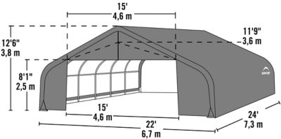 Image showing  22 ft. x 24 ft. x 12 ft. Peak Style Shelter, Gray