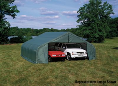 Image showing  22 ft. x 24 ft. x 12 ft. Peak Style Shelter, Green