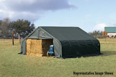 Image showing  22 ft. x 28 ft. x 12 ft. Peak Style Shelter, Green