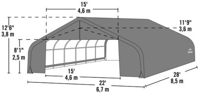 Image showing  22 ft. x 28 ft. x 12 ft. Peak Style Shelter, Green