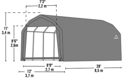 Image showing  12 ft. x 28 ft. x 11 ft. Barn-Style Garage
