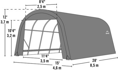 Image showing  15 ft. x 28 ft. ShelterCoat Wind and Snow Rated Round Garage, Green