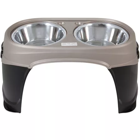 Petmate Stainless Steel Raised Feeder and Waterer for Dogs and Cats 12 Cup Easy Access with 2 Bowls Large Elevated Bowls