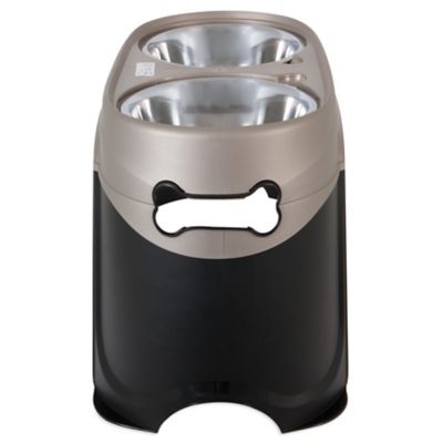 Image showing  12-Cup Easy Reach Elevated Stainless Steel Dog and Cat Feeder and Waterer Set with 2 Bowls, Large