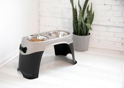 Image showing  12-Cup Easy Reach Elevated Stainless Steel Dog and Cat Feeder and Waterer Set with 2 Bowls, Large