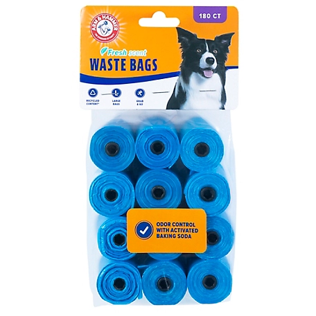 Arm & Hammer Disposable Dog Poop Bags, 180 Bags, Blue