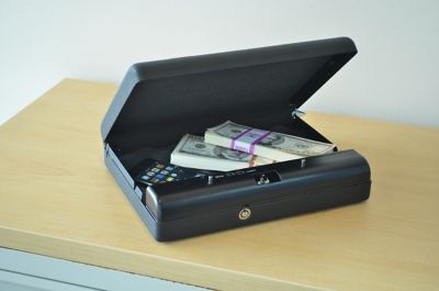 Image showing 9 th GunVault 1 Gun 0.2 cu. ft. Electronic Lock MicroVault 500 Car Safe