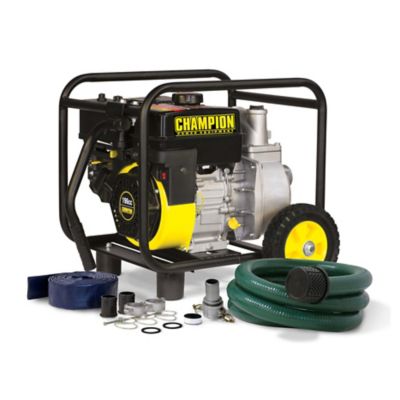 Champion Power Equipment 2 in. 158 GPM Gas-Powered Semi-Trash Water Transfer Pump with Hose and Wheel Kit