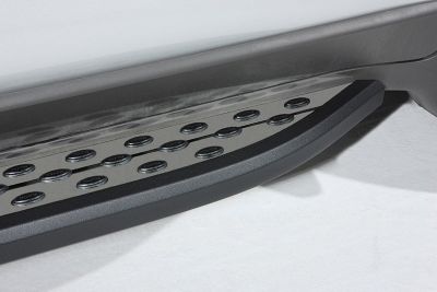 Image showing  5 in. x 72 in. NXt Stainless Steel Running Boards, Textured Black Trim