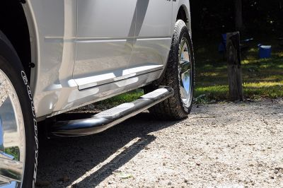 Image showing  3 in. Round Nerf Bar Truck Steps, Fits 1999-2016 Ford F-250/350 Super Duty SuperCab, Ultra-Black