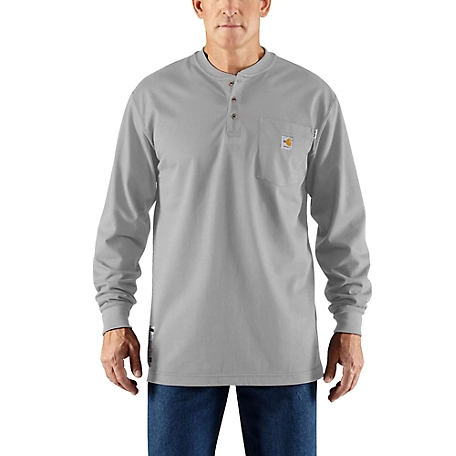 Carhartt Long-Sleeve Flame-Resistant Force Cotton Henley Shirt at ...