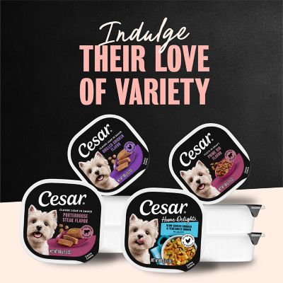 Image showing 5 th Cesar Savory Delights Adult Rotisserie Chicken/Beef Pate Wet Dog Food Variety Pack, 3.5 oz., 12 Trays