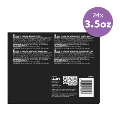 Image showing 9 th Cesar Classic Loaf Small Breed Adult Beef, Chicken and Vegetables Pate Wet Dog Food Variety pk., 3.5 oz. Tray, Pack of 24