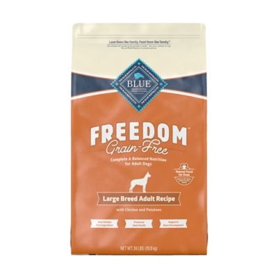 Blue Buffalo Freedom Grain Free Natural Adult Large Breed Dry Dog Food, Chicken 24 lb. Grain free is the