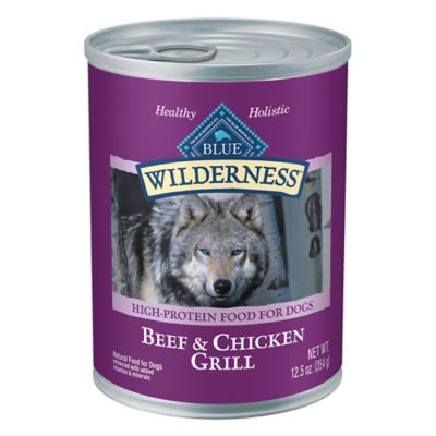 Blue Buffalo Wilderness Adult High-Protein Grain-Free Beef and Chicken Grill Pate Wet Dog Food, 12.5 oz. Can