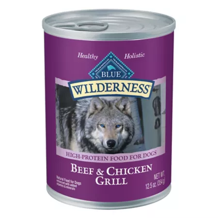 Blue Buffalo Wilderness Adult High-Protein Grain-Free Grilled Beef and Chicken Recipe Wet Dog Food 12.5 oz. Wet Dog Food