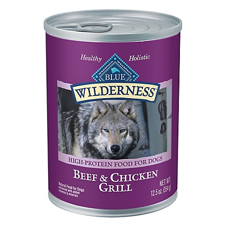 Blue Buffalo Wilderness Adult High-Protein Grain-Free Beef and Chicken Grill Pate Wet Dog Food, 12.5 oz. Can