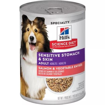 Hill's Science Diet Grain-Free Chopped Salmon and Vegetable Recipe for Adults with Sensitive Stomach and Skin Wet Dog Food 12.8 oz. Wet Dog Food