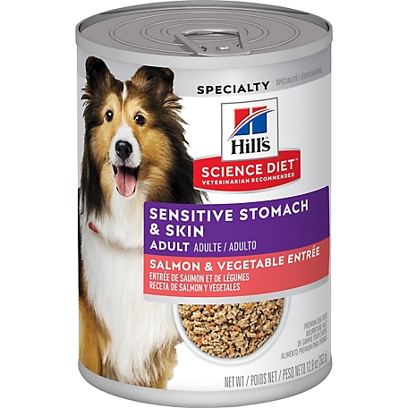 Hill's Science Diet Adult Sensitive Stomach and Skin Grain-Free Minced Salmon and Vegetables Wet Dog Food, 12.8 oz. Can
